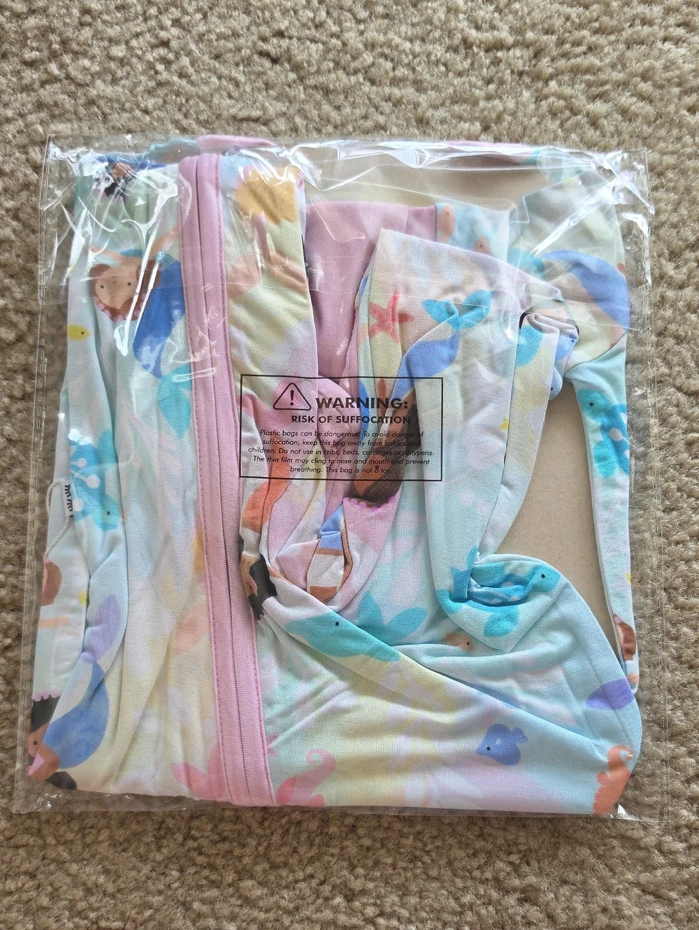Little Sleepies Mystic Mermaids Zippy Sleeper - Pastel Mermaid Print Size 3-6M